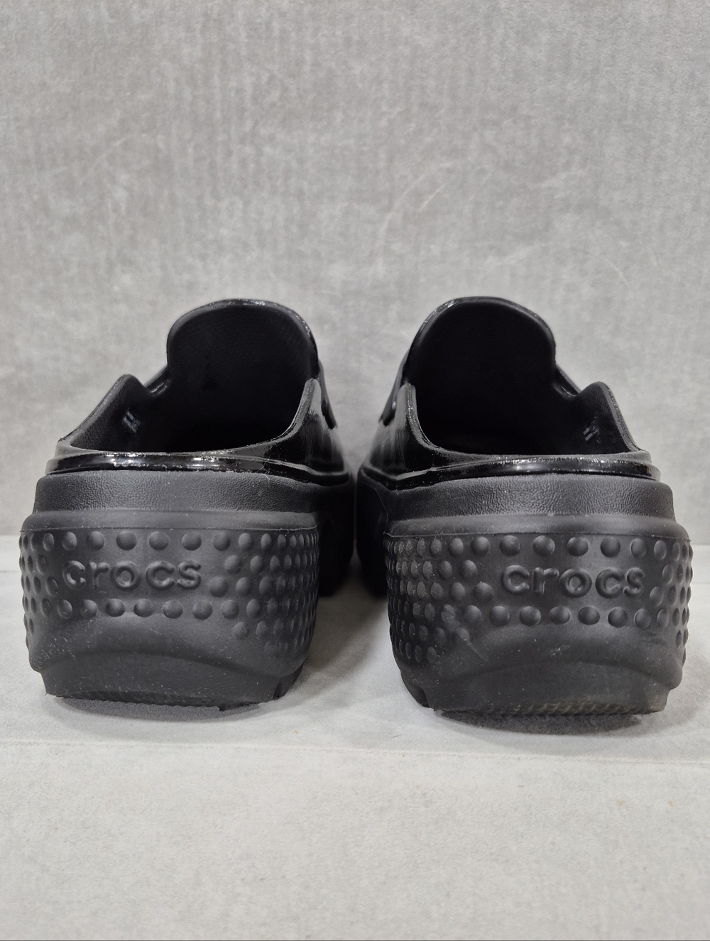 Crocs Stomp platform penny loafer mules women's 9 black super shiny chunky Y2K - Picture 6 of 14